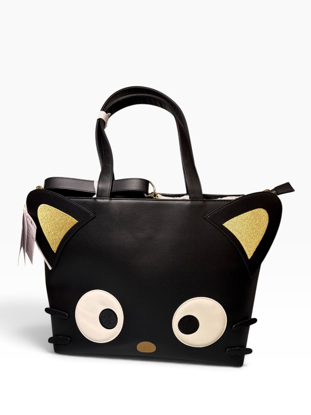 Loungefly Sanrio Chococat Large Black Cat Tote Gold Ears Star Keychain Pouch